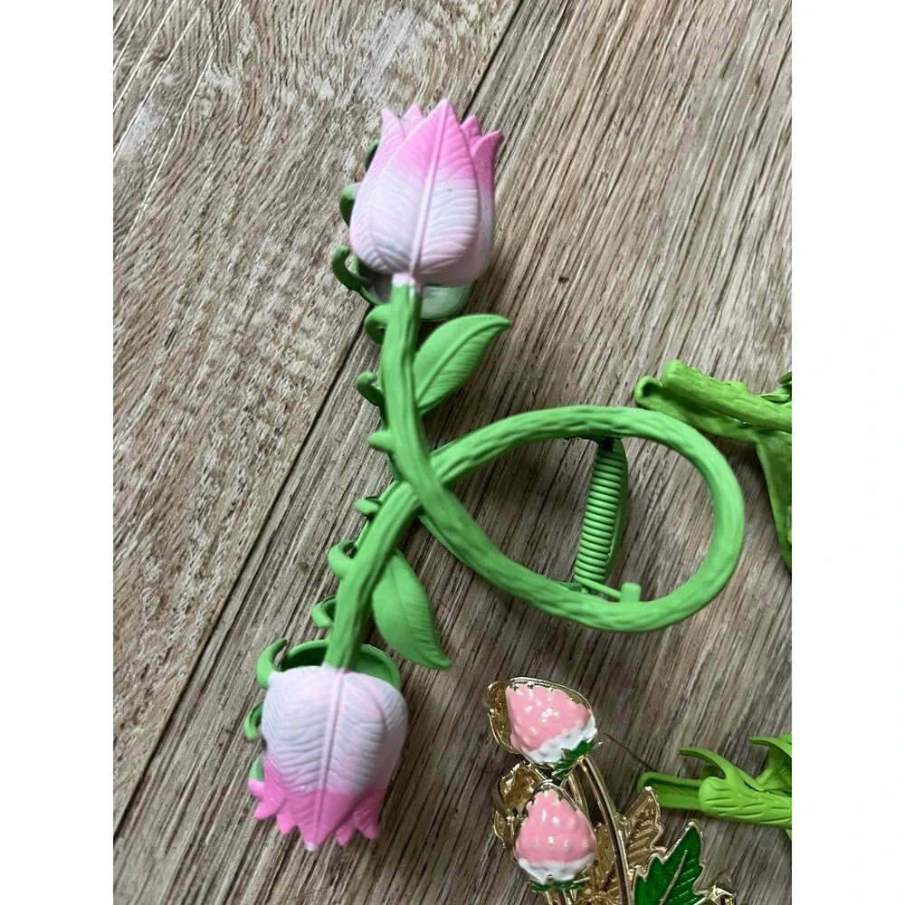 4Pcs Flower Metal Claw Hair Clip Womens  Girls Tulip Sunflower Strawberry 4 Sets